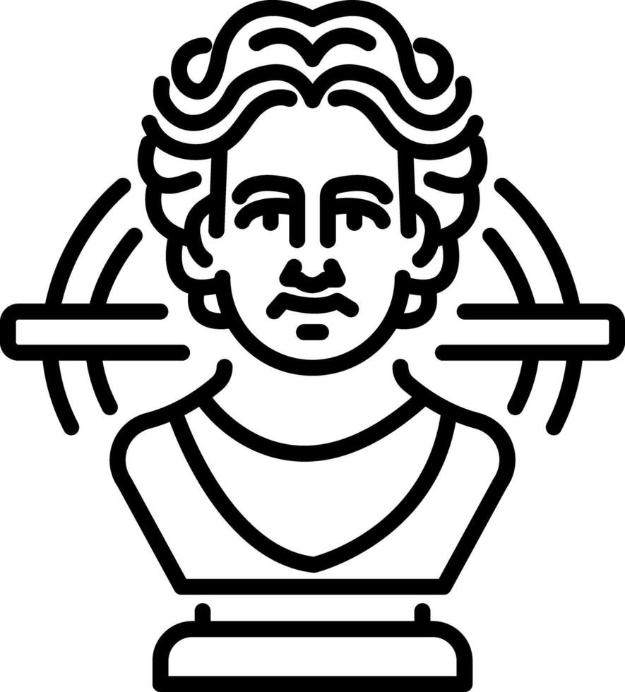 A linear icon of a historical head sculpture vector
