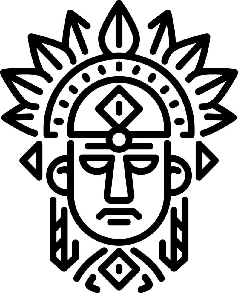 Native american character icon in line style vector