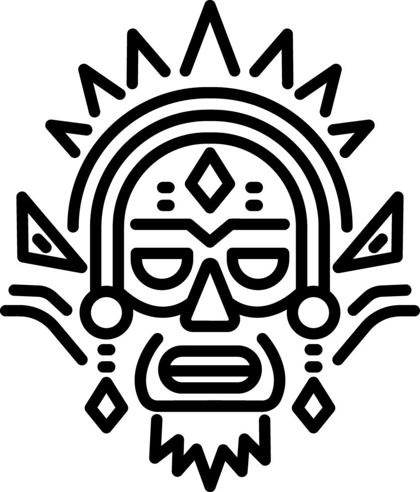 A linear icon of a tribal mask vector