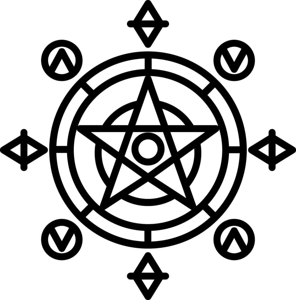 A linear icon of pentacle circle vector