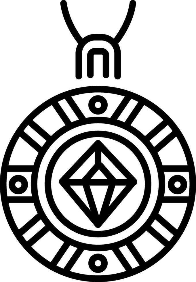 Ancient stone amulet icon in line style vector