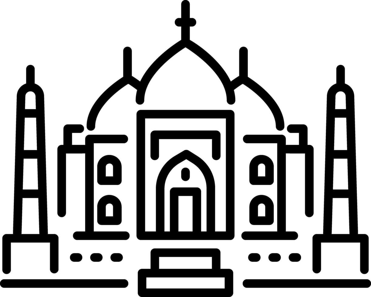 Taj mahal icon in linear style vector
