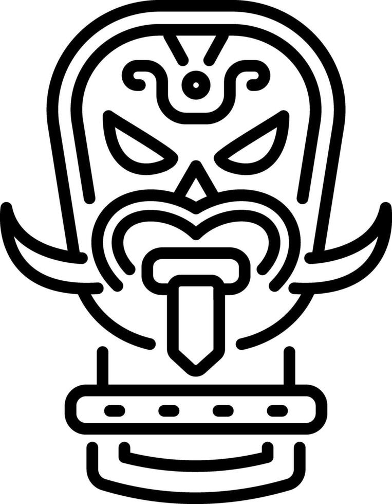 A linear icon of tribal tikki mask vector