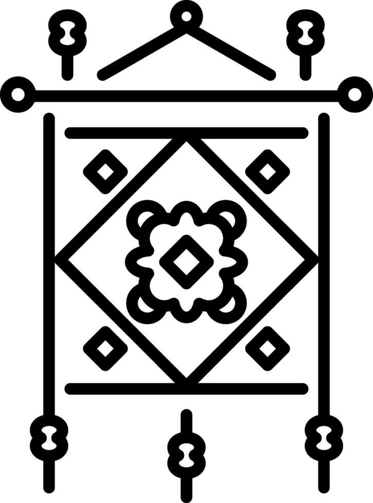 Ancient tapestry design icon in line style vector