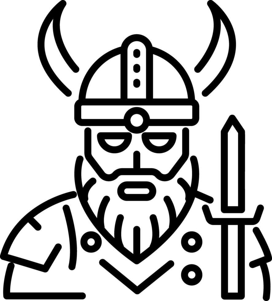 Viking raider icon in linear style vector