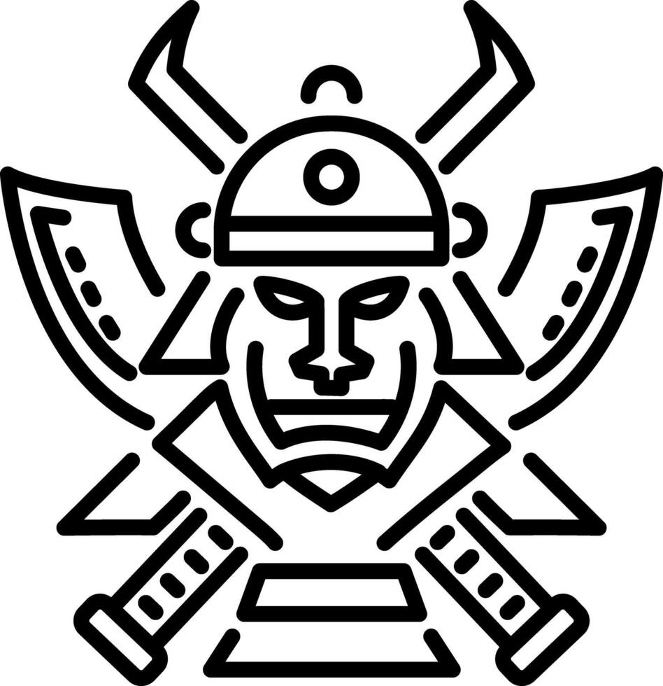 A linear icon of a samurai character vector