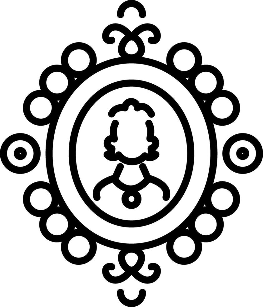 Victorian brooch icon in linear style vector