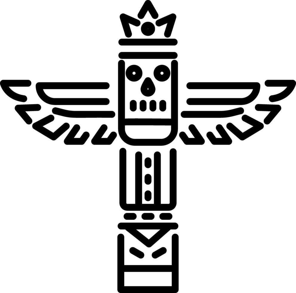Traditional totem pole icon in linear style vector