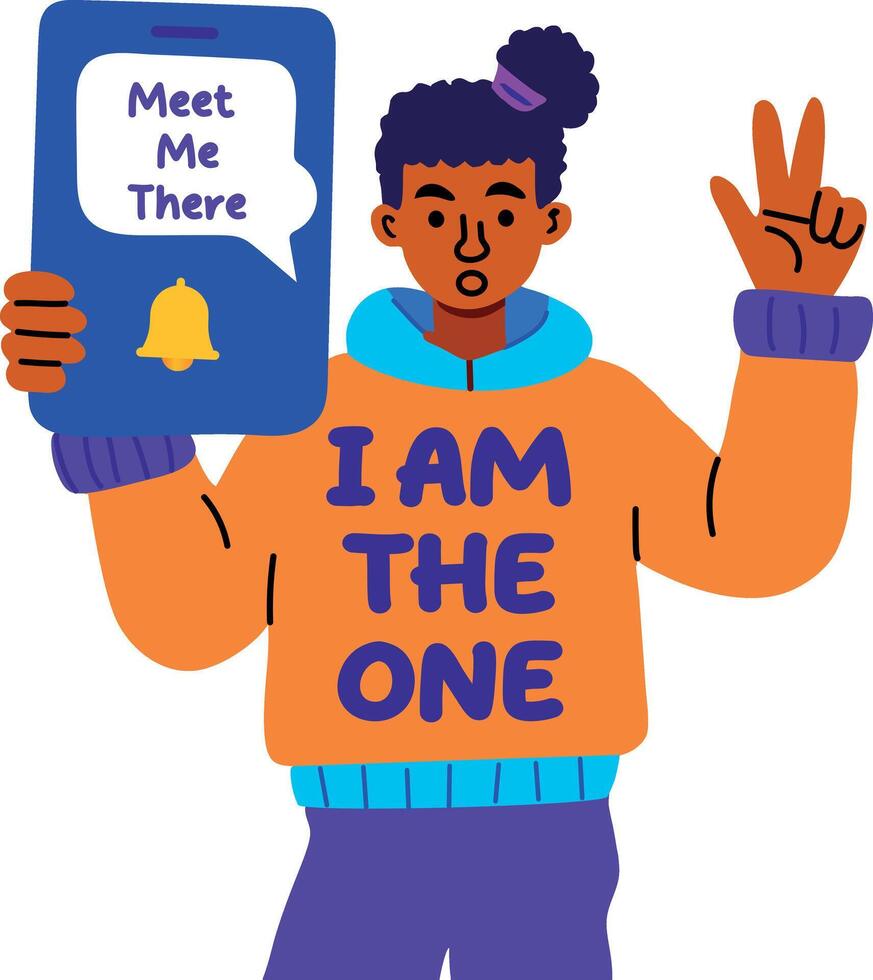 A flat sticker of a character with meeting reminder typography vector