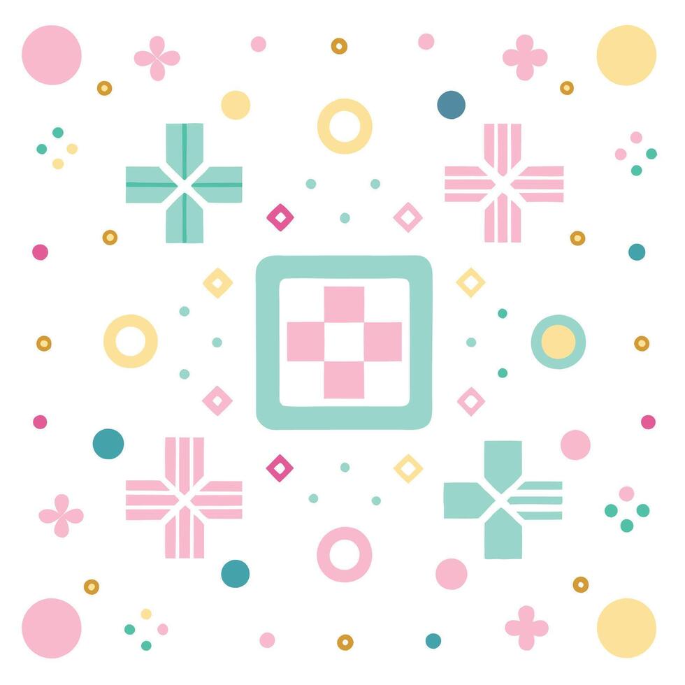 a square pattern with colorful squares and circles vector