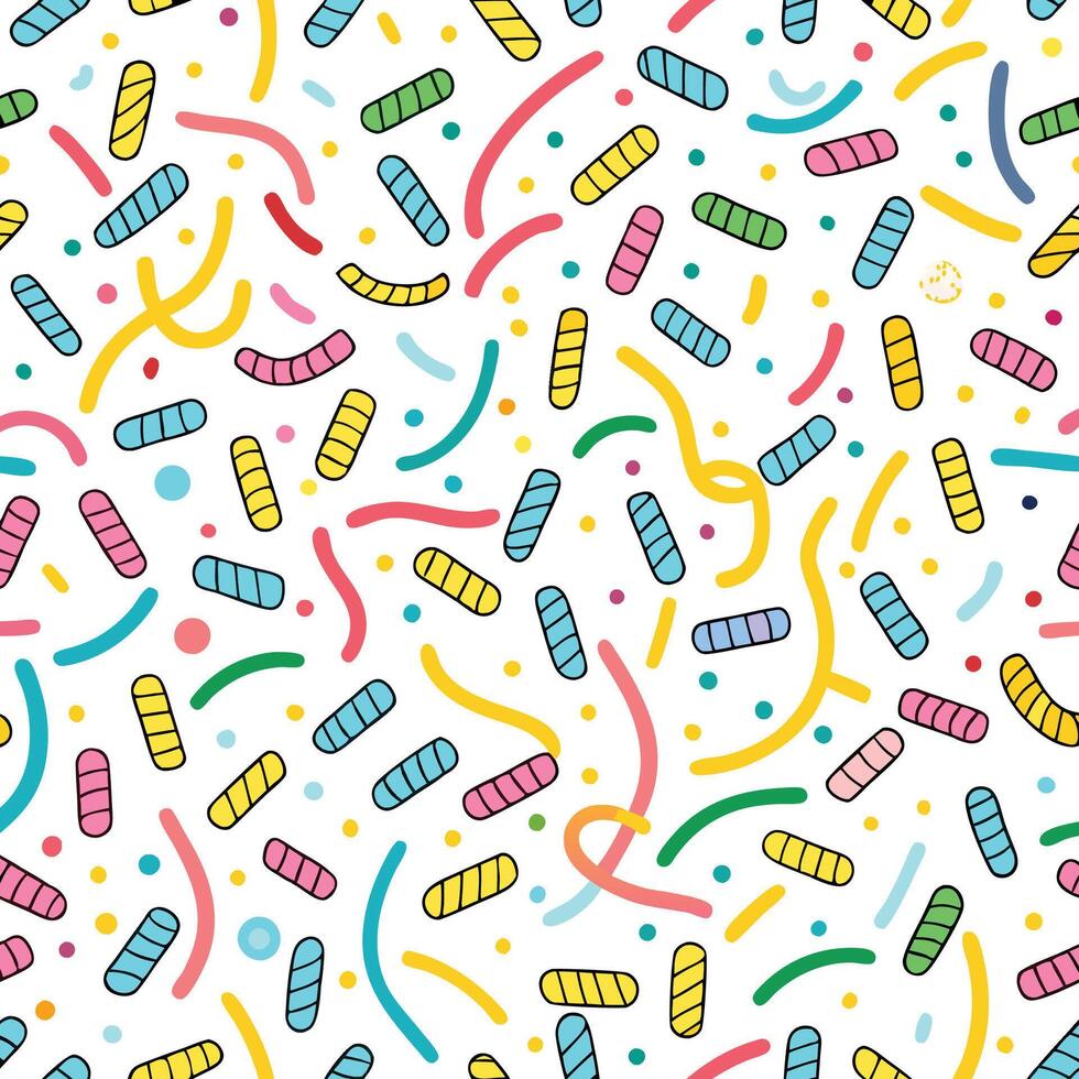 a colorful pattern with confetti and candy vector