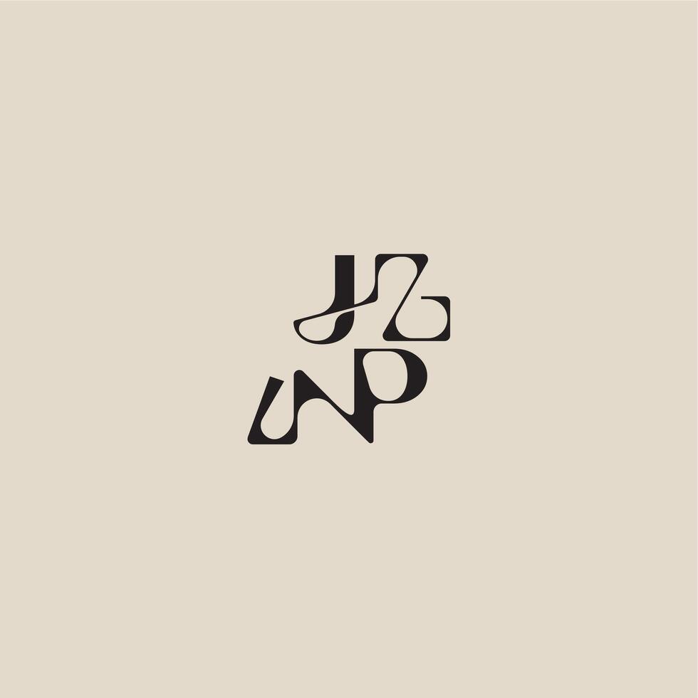 curved typography monogram elegant initial logo letter bold style and luxury concept JP vector