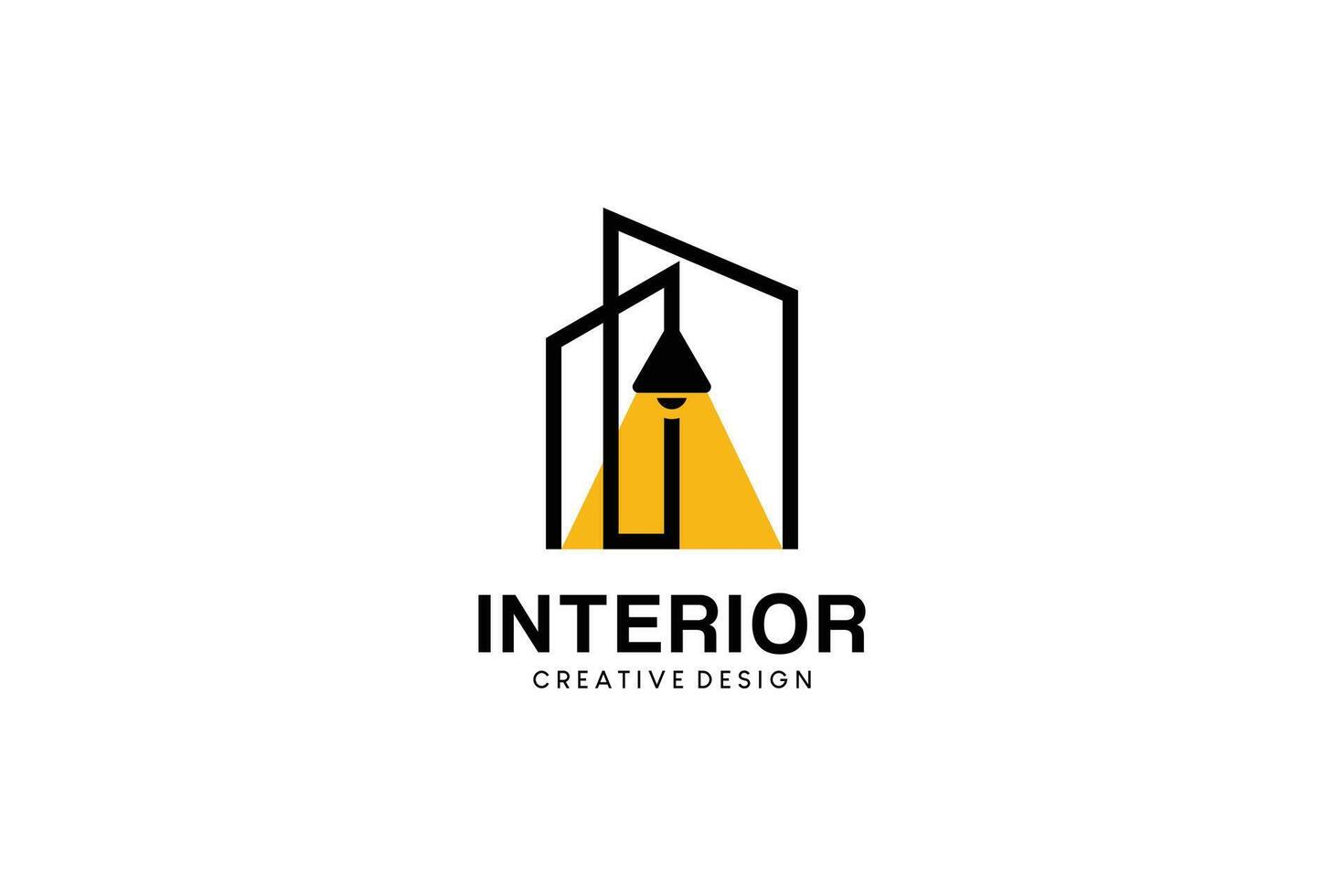 Interior space building lighting logo, modern furniture gallery logo design vector