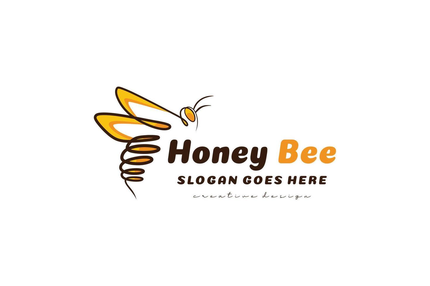 Sweet honey bee logo with creative hand drawn concept vector