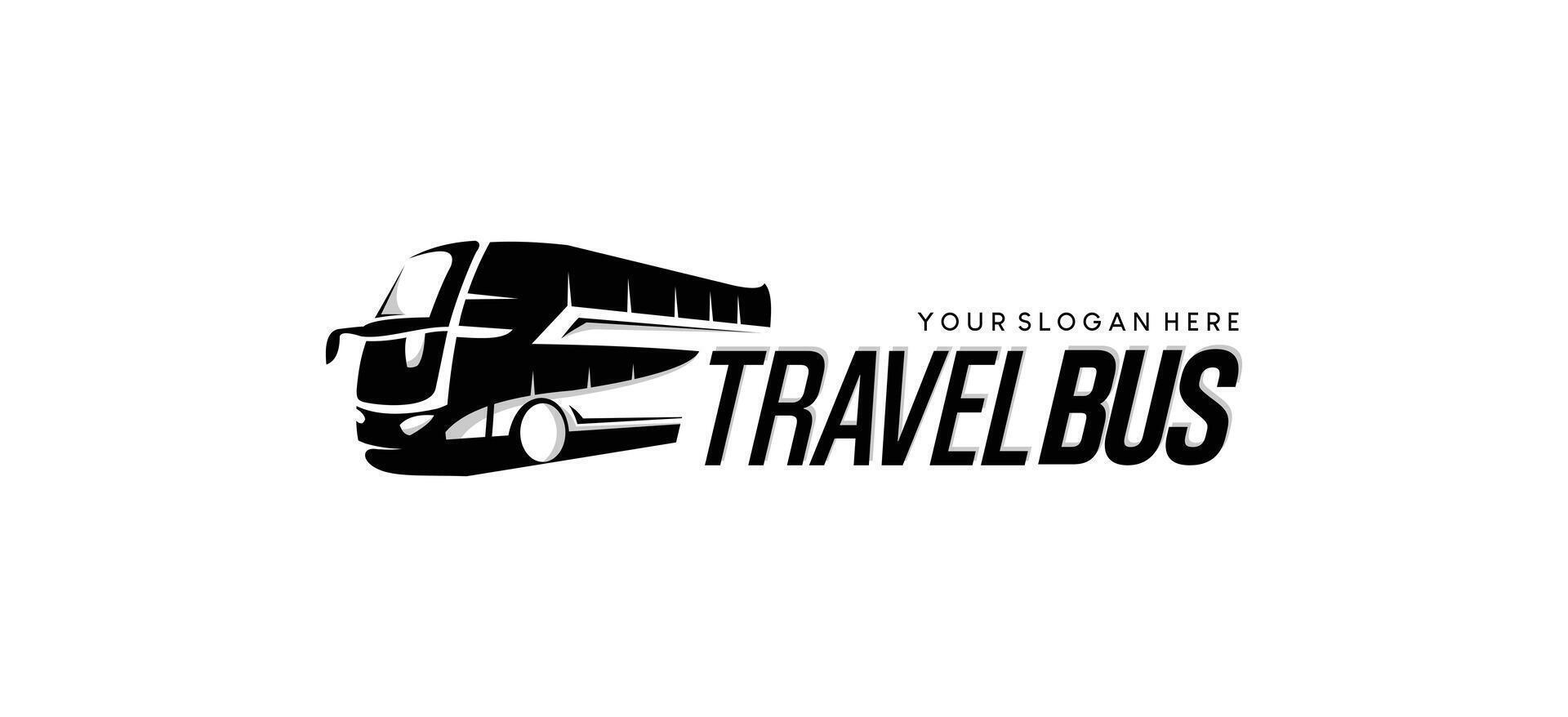 Big bus travel transportation logo, bus silhouette vector