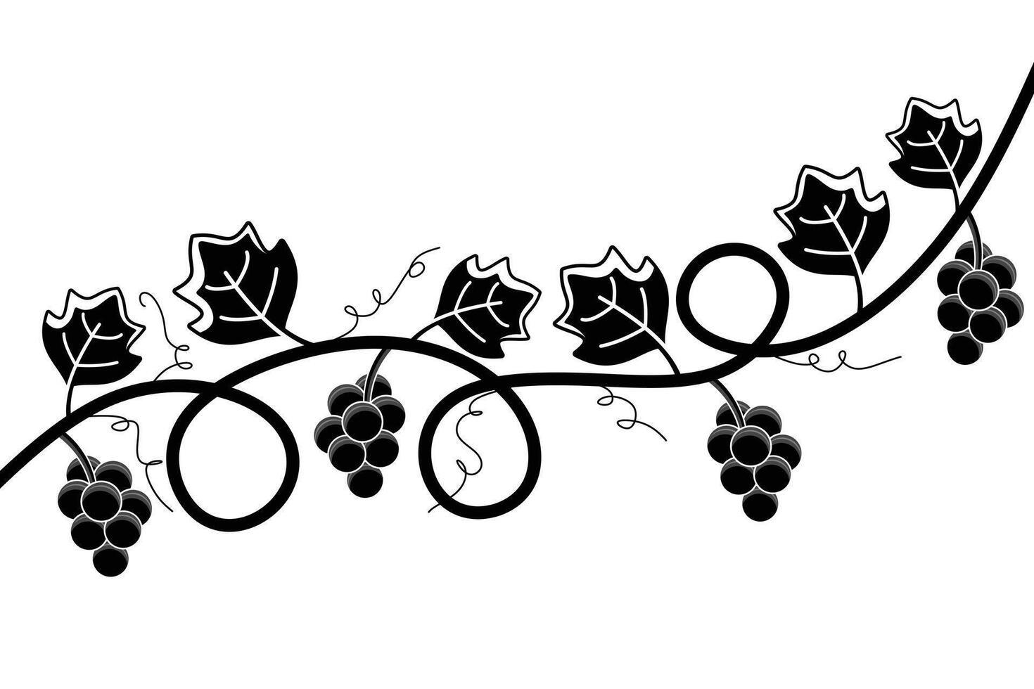 Black and white grape branch tree background design vector