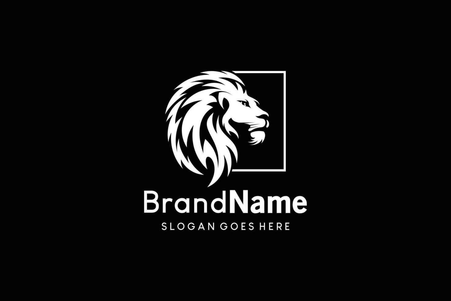Lion head emblem logo design with beautiful creative abstract mane vector