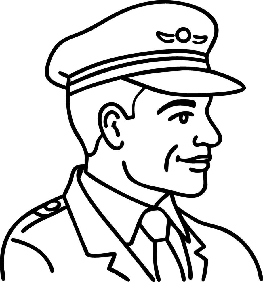 Airline Pilot Illustration Profile in Uniform with Cap vector