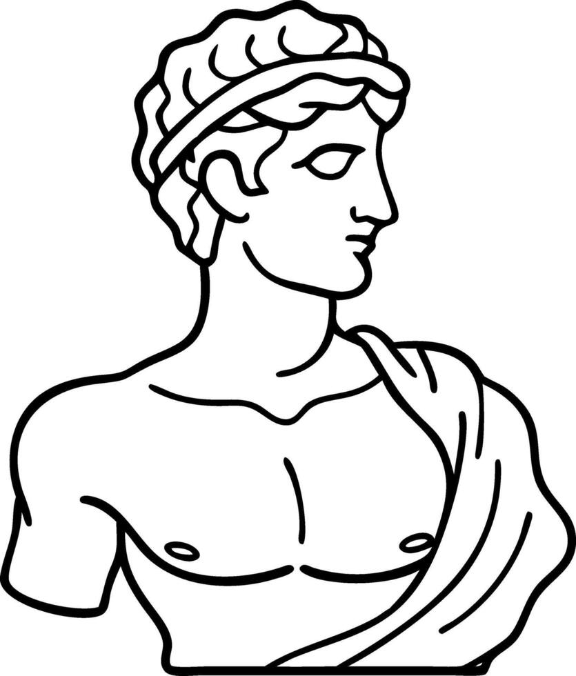 Ancient Greek Bust Line Art Illustration Classical Statue vector