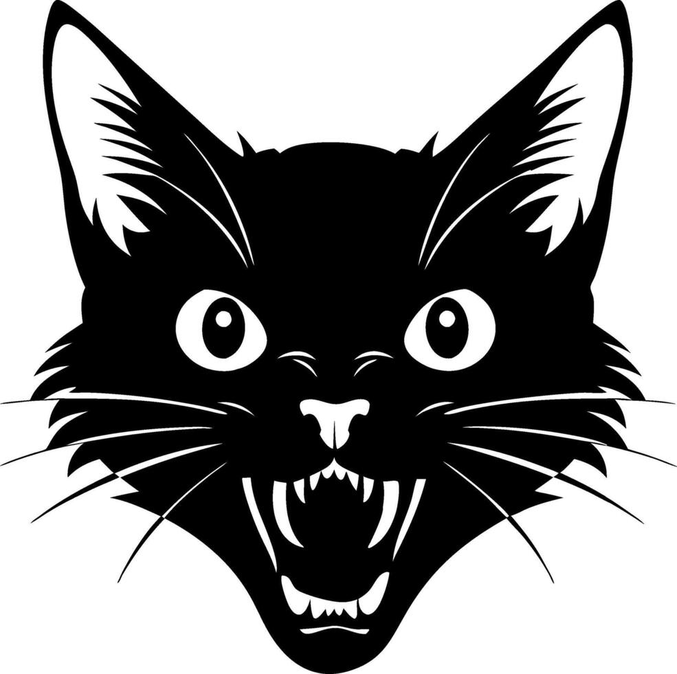 Angry Black Cat Silhouette Art with Fierce Expression vector