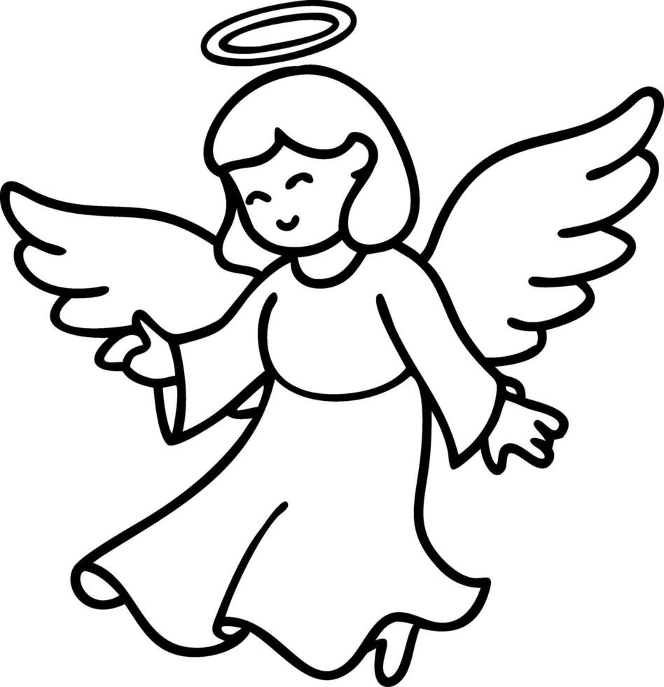 Angelic Cartoon Character with Halo and Wings Illustration vector