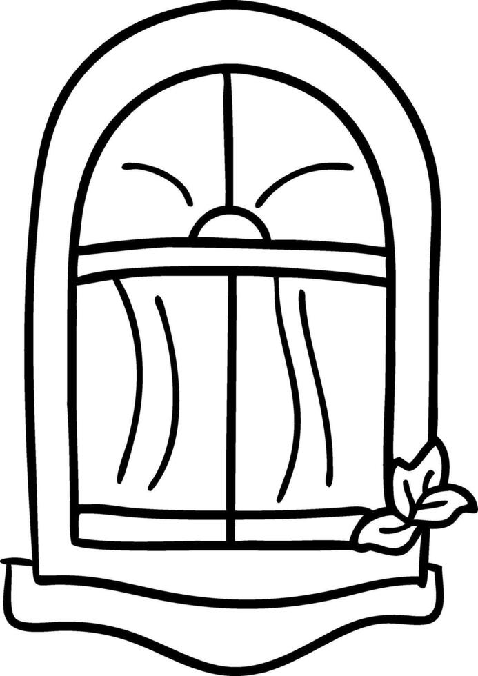 Arched Window with Leaf Design Illustration for Home Decor and Architecture vector