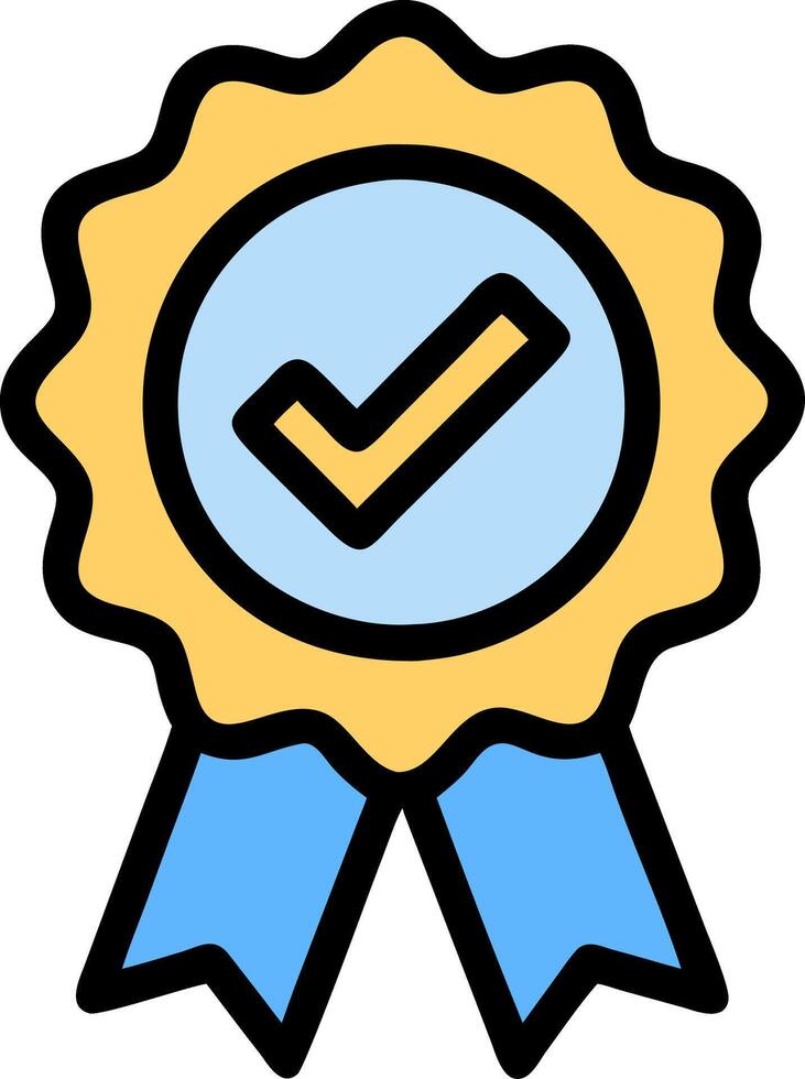 Award Ribbon with Check Mark Symbol for Achievement and Quality Assurance vector
