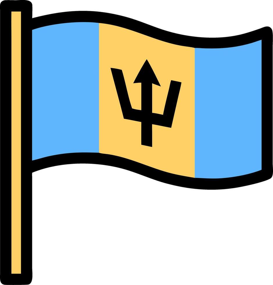 Barbados National Flag with Trident Symbol Blue and Yellow Colors vector