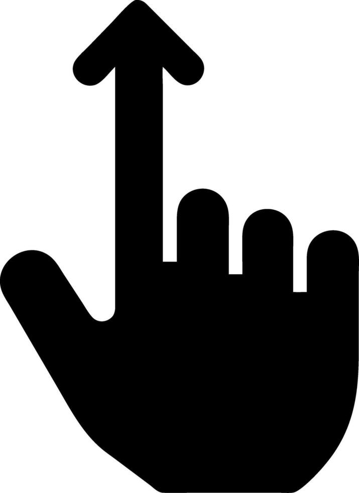 Black Hand Gesture with Upward Arrow for Touchscreen and Navigation Concept vector