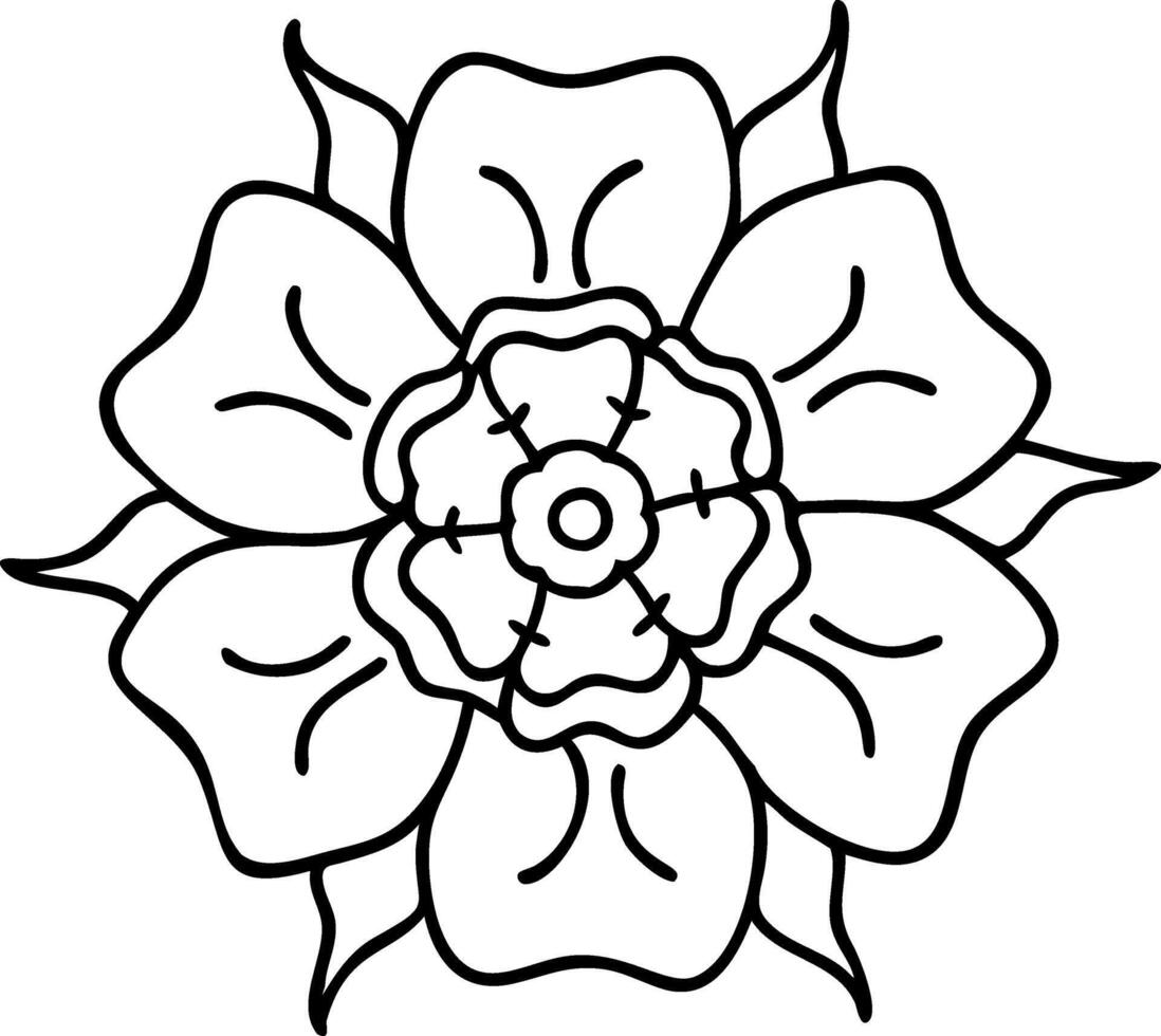 Black Outline Floral Mandala Design for Decorative and Coloring Use vector