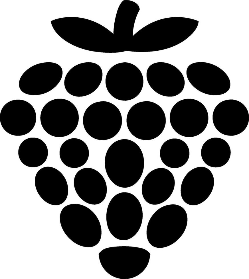 Black Raspberry Silhouette Minimalist Fruit Illustration vector