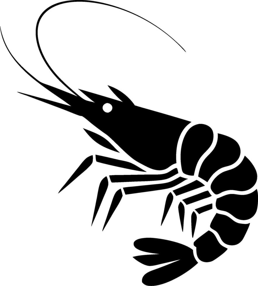 Black Silhouette Illustration of Shrimp Design for Seafood Projects vector