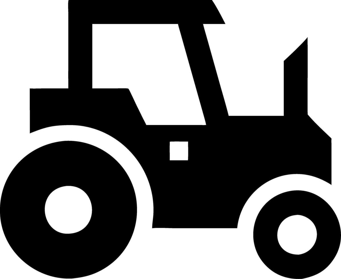 Black Tractor Silhouette for Agriculture and Farm Tools Design vector