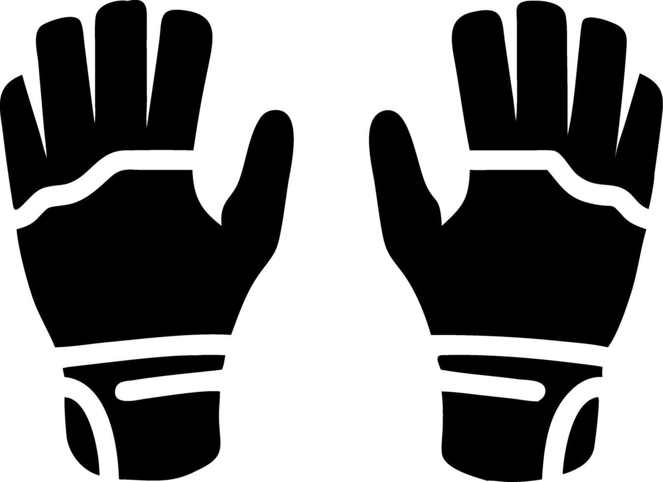 Black Illustration of Open Hands in Sports Gloves for Athletic Safety and Protection vector