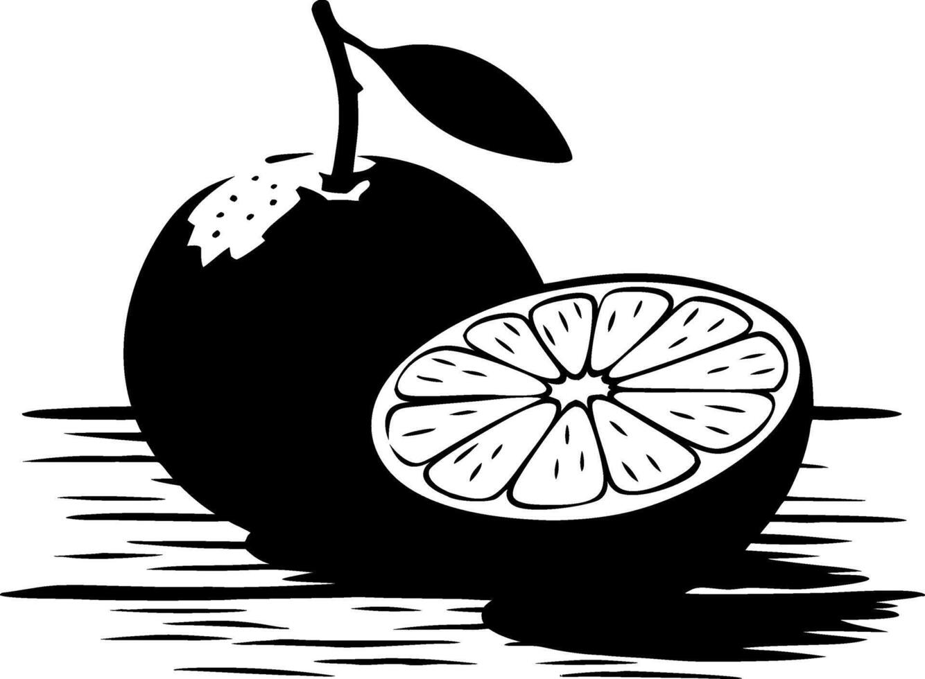 Bold Citrus Fruit Illustration with Sliced Orange Silhouette vector