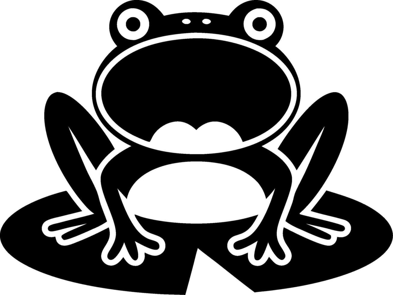 Bold Frog Silhouette on Lily Pad for Nature Themes vector
