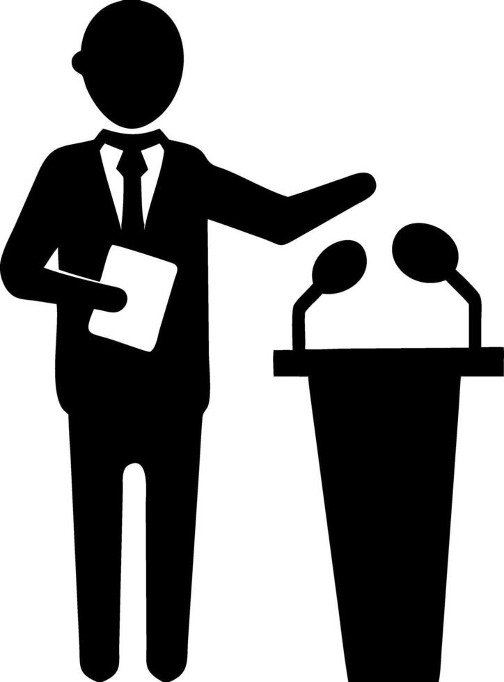 Business Presentation Silhouette Speaker at Podium Illustration vector
