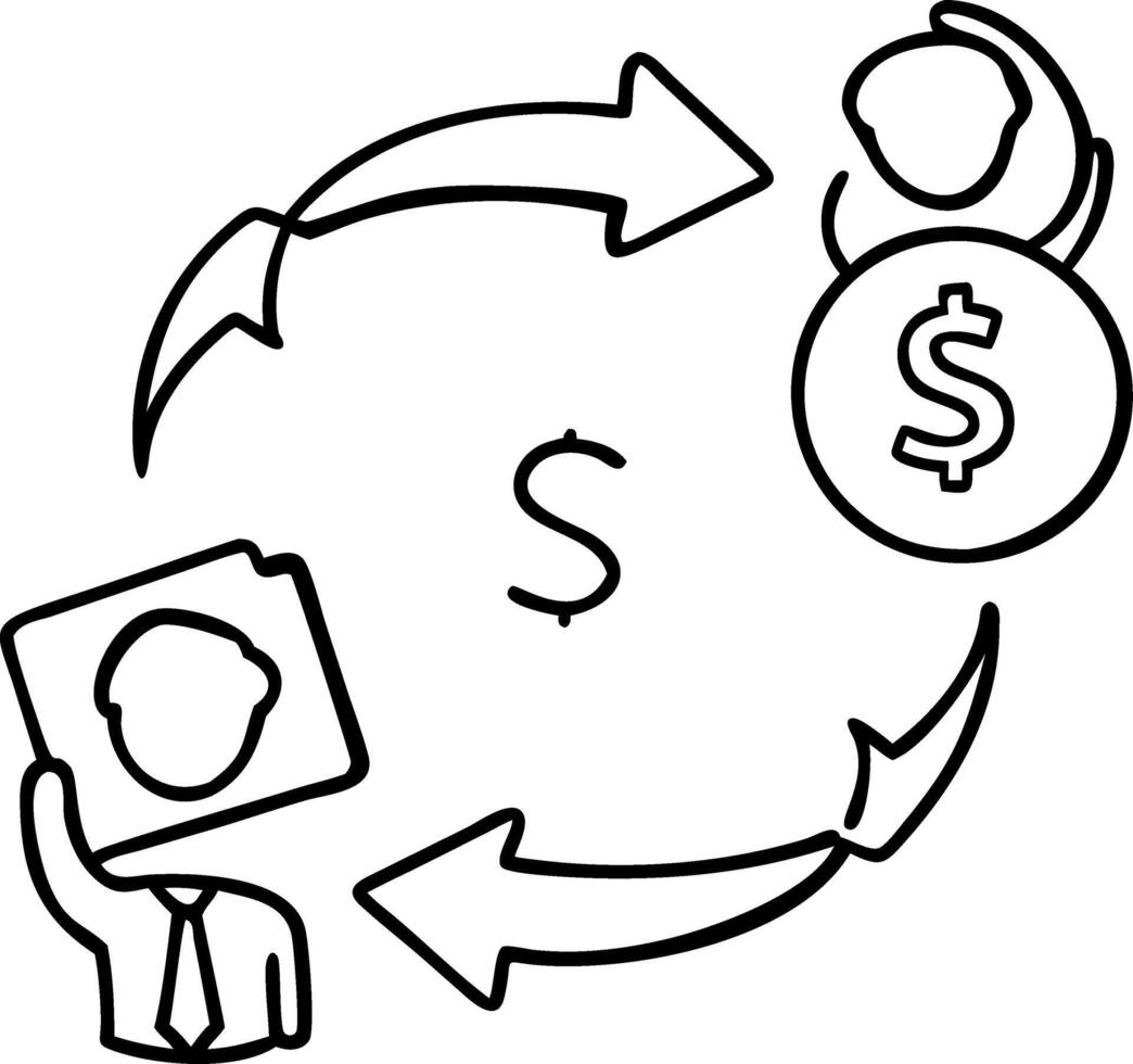 Business Transaction Process with Money Exchange Arrows vector
