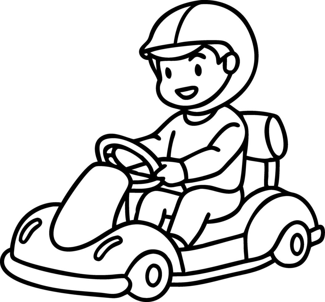 Cartoon Child Racing Go-Kart Illustration for Fun Activity Designs vector