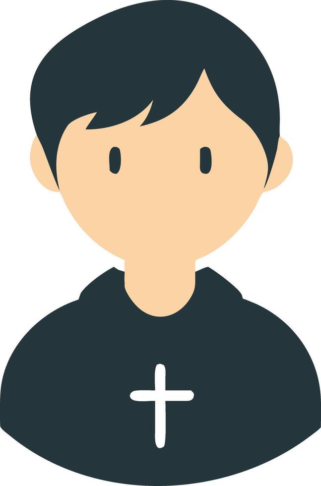 Cartoon Priest Avatar with Cross on Robe for Religious Themes vector