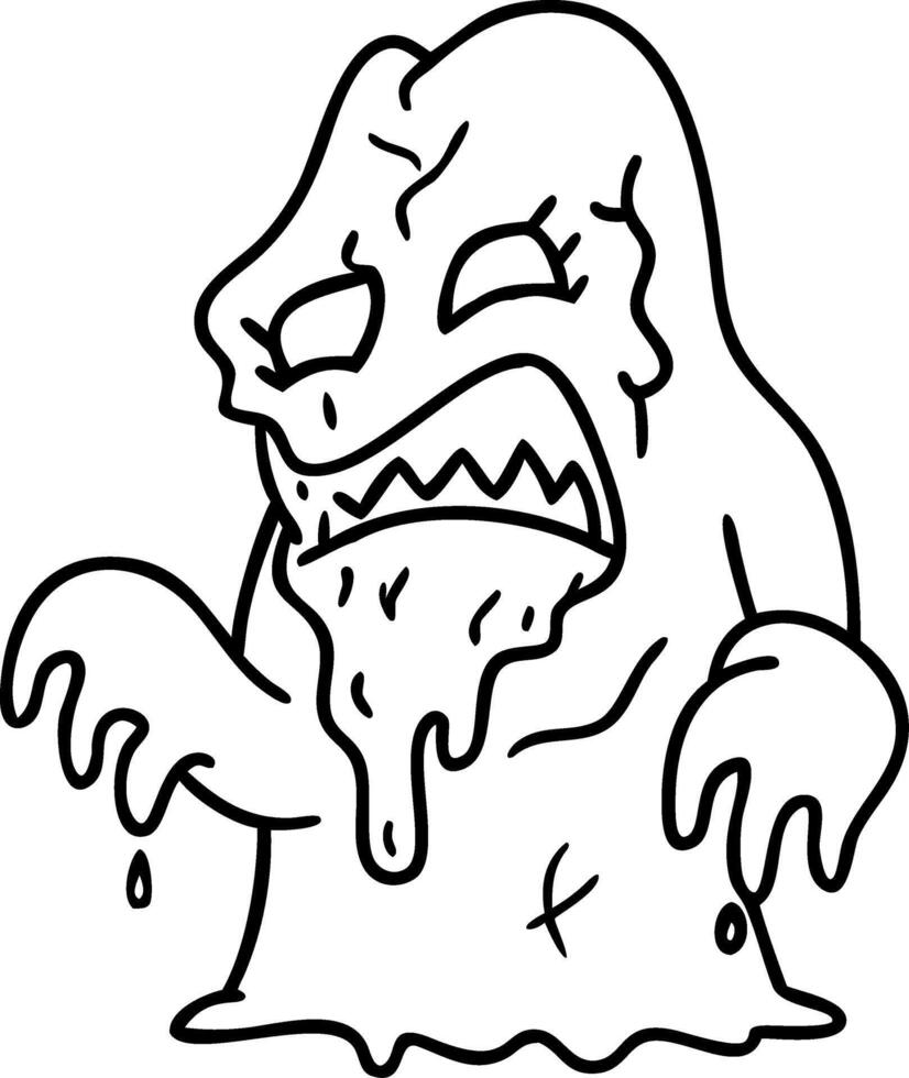 Cartoon Slime Monster Illustration with Dripping Gooey Design vector