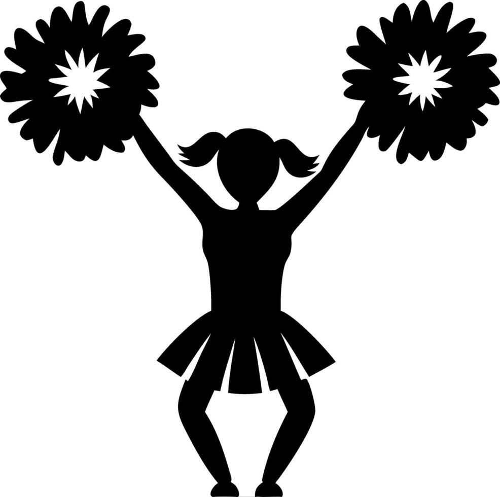 Cheerleader Silhouette with Pom Poms Celebrating Illustration vector