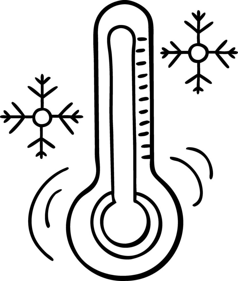 Cold Weather Thermometer with Snowflakes Winter Temperature Illustration vector