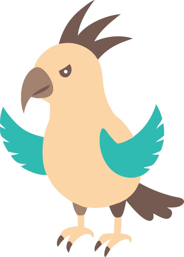 Colorful Cartoon Parrot Art with Turquoise Wings and Mohawk Feathers vector