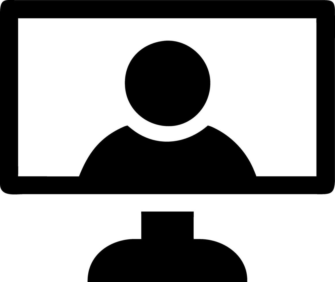 Computer Screen with User for Digital Communication and Technology Use vector