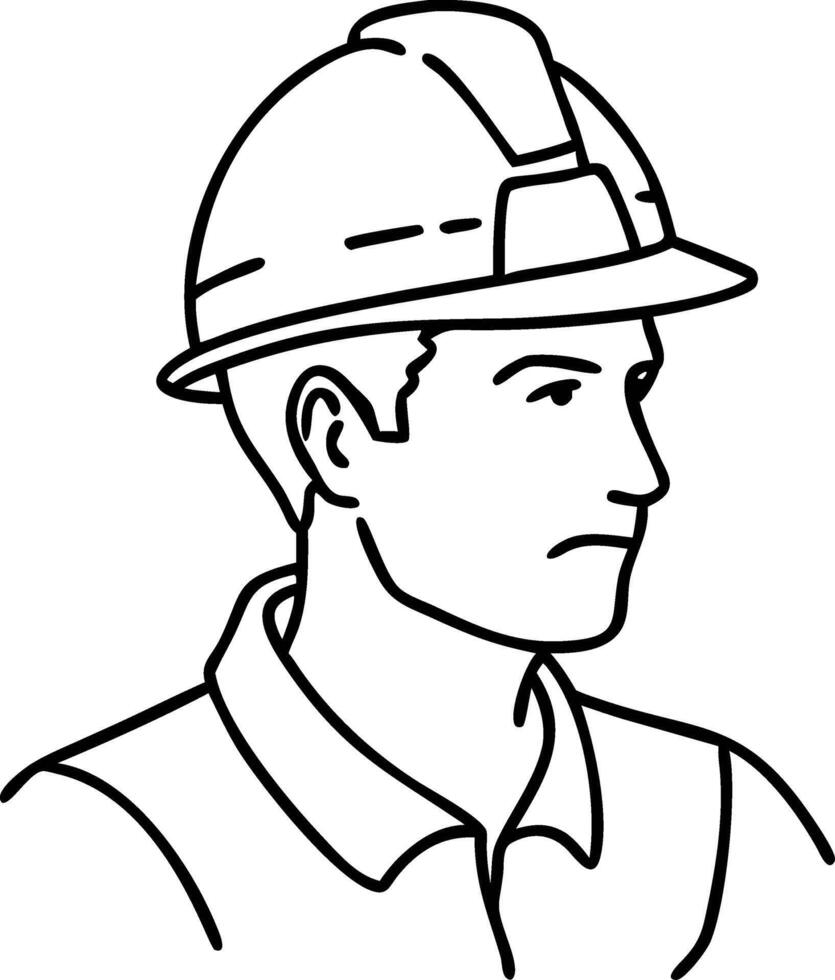 Construction Worker Wearing Safety Helmet Illustration Profile View vector