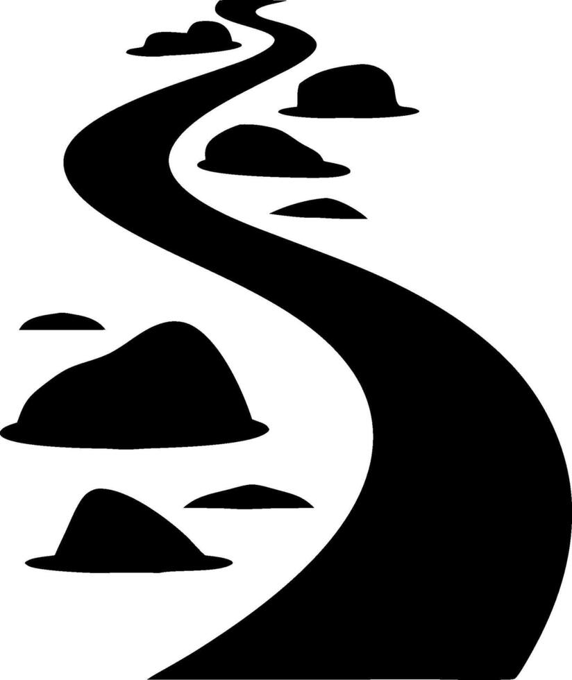 Curved Road and Rocks Illustration for Pathway Journey Concept Design vector