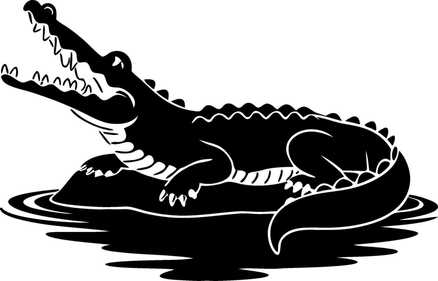 Crocodile Silhouette on Water Illustration for Wildlife and Nature Designs vector