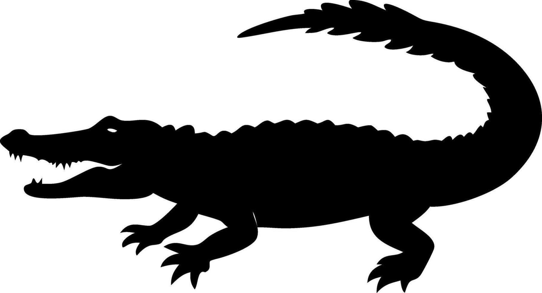Crocodile Silhouette Illustration Wildlife Reptile Design Graphic Art vector