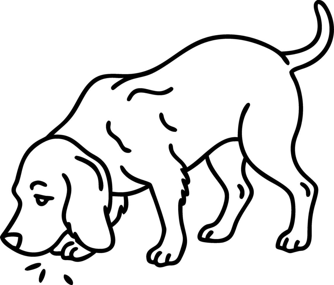 Curious Dog Sniffing Ground Illustration vector
